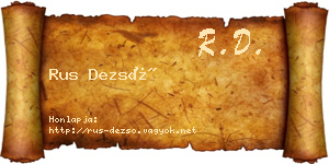 Rus Dezső névjegykártya